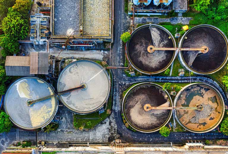 Water tanks from a bird's eye view.